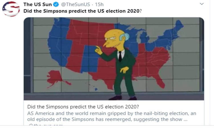 Did They Predict It The Simpsons Attinate To The Electoral Map And The Triumph Of Biden Over Trump The Canadian
