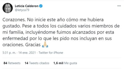 Leticia Calderón coronavirus 2 family