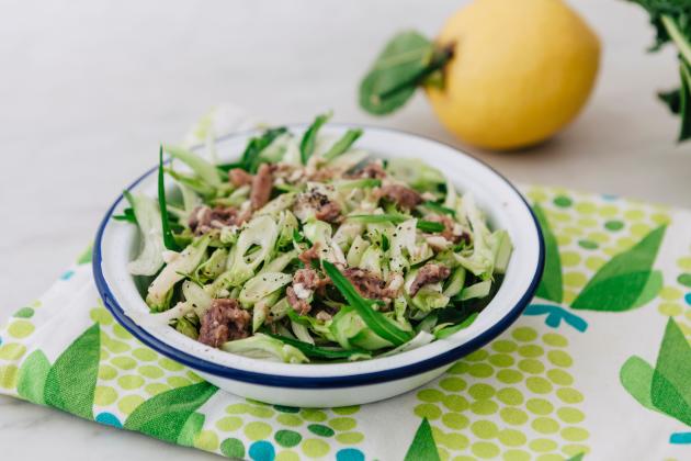 The puntarelle salad, a staple of Roman tables.