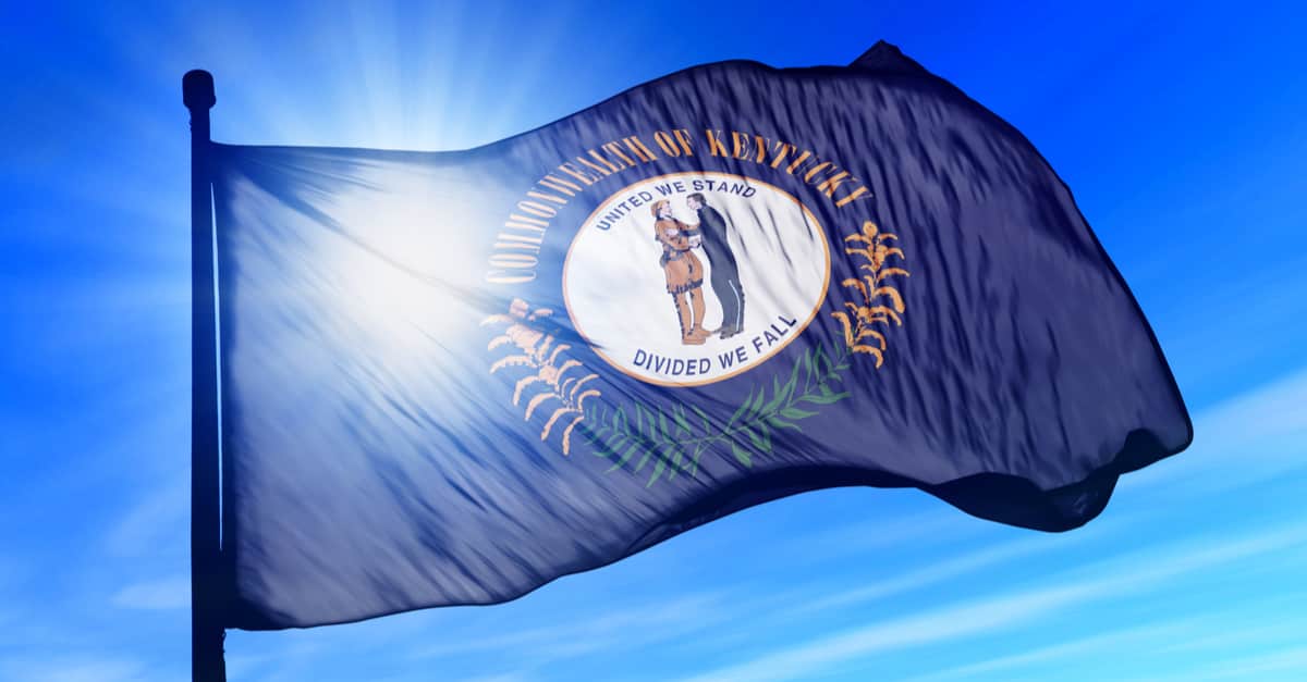 Flag of Kentucky (United States) waving in the wind article obesity