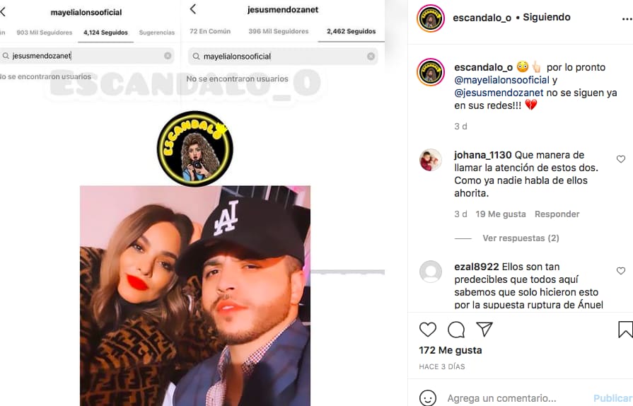 The couple is no longer followed on Instagram (IG)