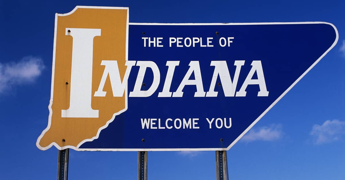 Indiana people welcome you to the traffic sign