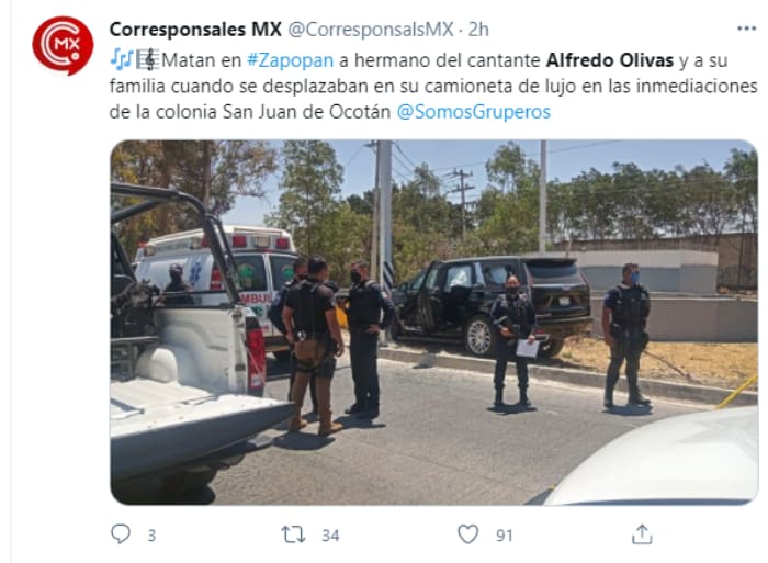 Narcomanta Alfredo Olivas, Irving Olivas, brother attack