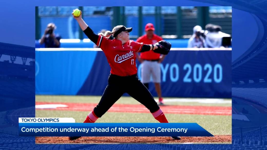 Click to play video: 'Tokyo Olympics: Canada Wins First Softball Game As Games Begin'
