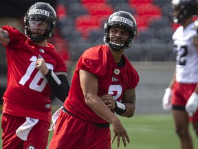A file photo from the training camp of Redblacks rookie quarterback Taryn Christion.
