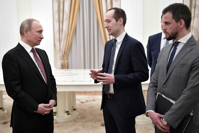 Ilia Satchkov (far right), during a meeting with the President of the Russian Federation, Vladimir Putin, on February 6, 2019, during the presentation of the Nemaly Business Prize, which rewards innovative Russian companies.