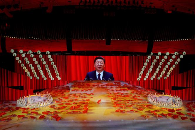 Chinese President Xi Jinping, during a performance commemorating the 100th anniversary of the founding of the Communist Party, in Beijing, June 28, 2021.