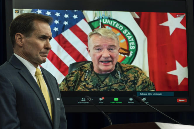 General Kenneth McKenzie (on screen), during a press briefing, August 30, 2021.