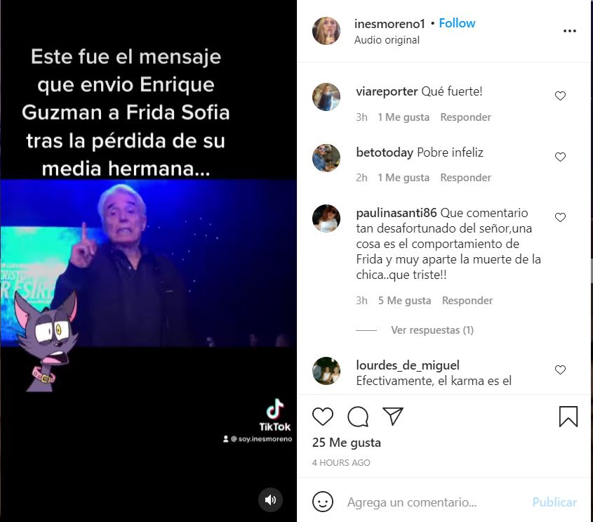 Enrique Guzmán message granddaughter: Karma 