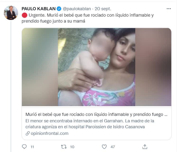 Woman burns child alive Argentina: The minor died