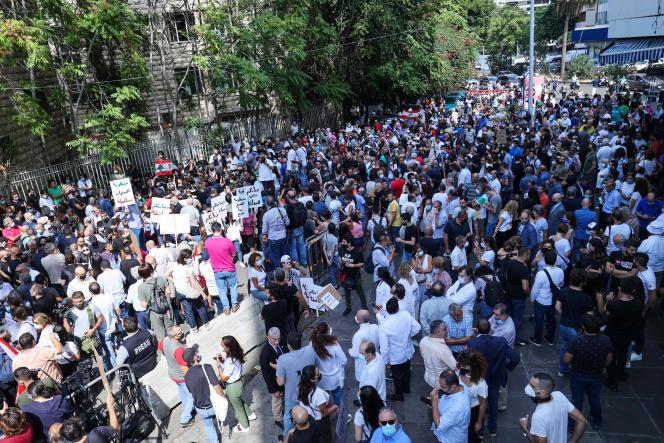 In front of the Beirut courthouse, during the demonstration on September 29, 2021 against the suspension of the investigation into the port explosion of August 4, 2020.