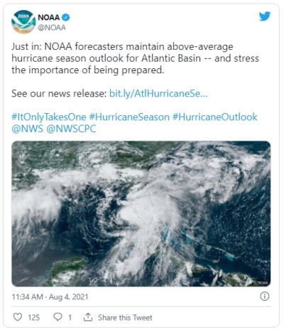 Forecast of active hurricane season in the Atlantic remains