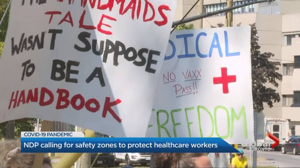 Click to Play Video: 'Ontario NDP Calls for COVID-19 Safety Zone Legislation to Protect People in Healthcare Facilities, Small Businesses'