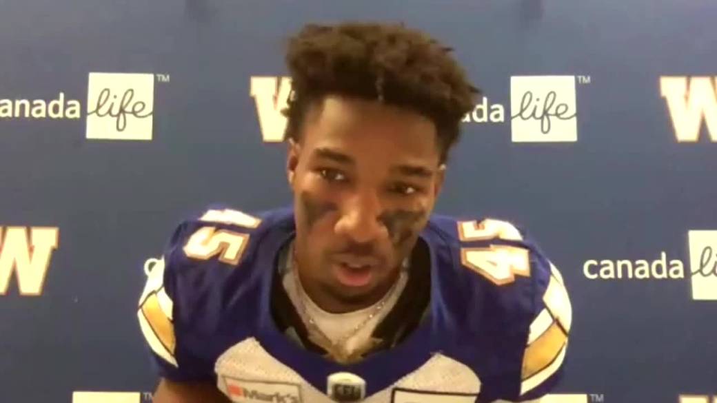 Click to play video: 'RAW: Blue Bombers DeAundre Alford Post Game - Sept. 18'