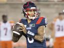 Montreal Alouettes quarterback Vernon Adams Jr. prepares a shot during the second half against the BC Lions in Montreal on September 18, 2021.