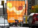 A large screen at the National Center for the Arts displays a 'Truth is Medicine' message in Ottawa on Monday.  The first National Truth and Reconciliation Day will be celebrated on September 30.