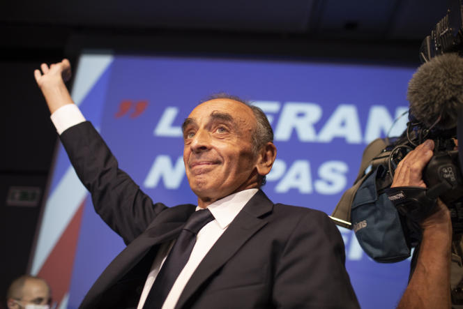 Eric Zemmour during a meeting at the Palais des Congrès in Nice, September 18, 2021.