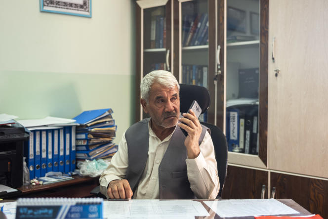 The director of the economics section of the government university of Mazar-E Charif, Abdul Jalil Naikjo, in his office on September 11, 2021.