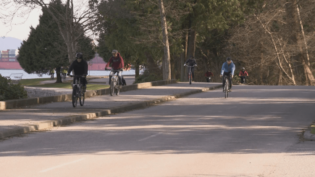 Click to play video: 'Stanley Park bike lane rally'
