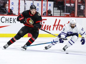 The Senators selected Logan Brown, left, 11th overall in 2016, but he never cemented a spot on the team's roster.