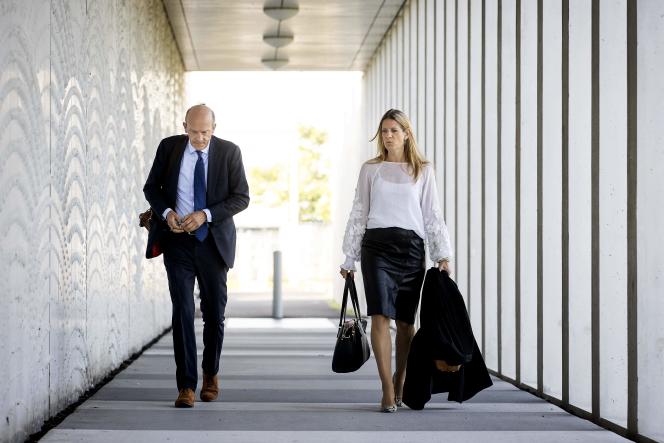 Lawyers Boudewijn van Eijck and Sabine ten Doesschate arrive at the trial of flight MH17, in Badhoevedorp, Holland on September 6, 2021.