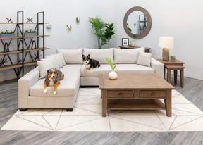 The majority of QLiving's Canadian-made inventory is sofas and modular furniture.
