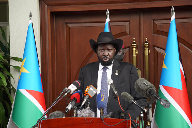 South Sudanese President Salva Kiir at the State House in Juba, July 9, 2021.