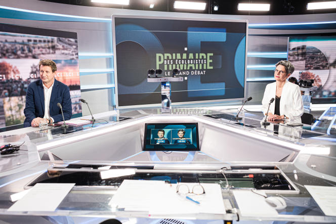 Yannick Jadot and Sandrine Rousseau clashed during a debate on LCI, September 22, 2021, in Boulogne Billancourt.