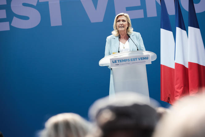 Speech by Marine Le Pen at the National Council of the RN, in Fréjus, September 12, 2021.