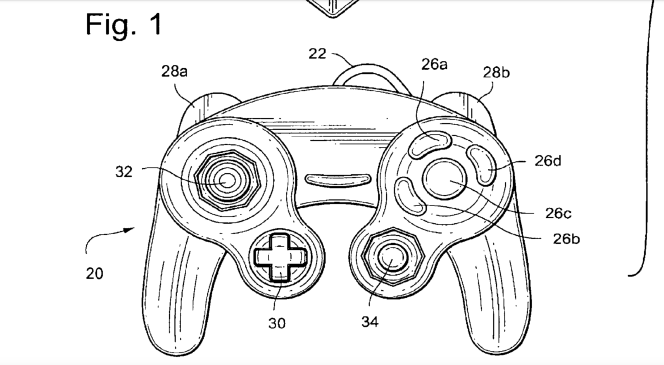 A schematic of the GameCube controller taken from a US patent for the console.