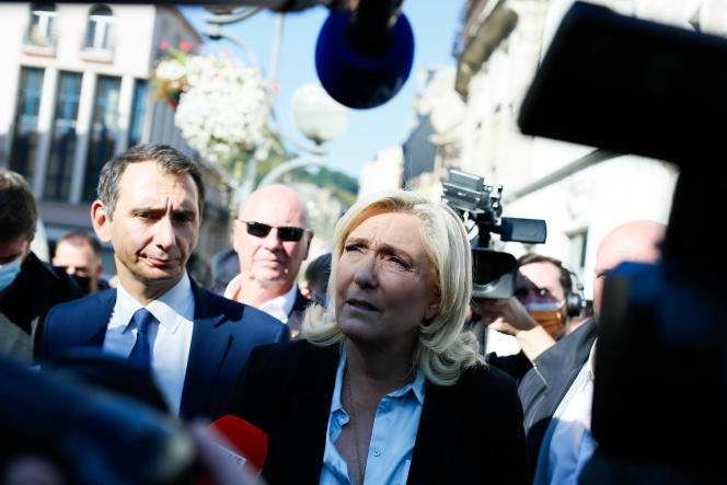 Marine Le Pen, candidate for the National Rally in the 2022 presidential election, visiting Hayange (Moselle) on September 23.