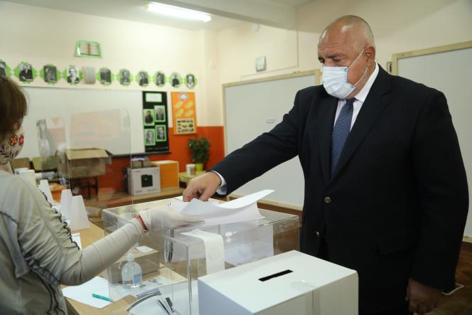 Bulgarian Prime Minister Boyko Borissov in Sofia during the elections on April 4, 2021.