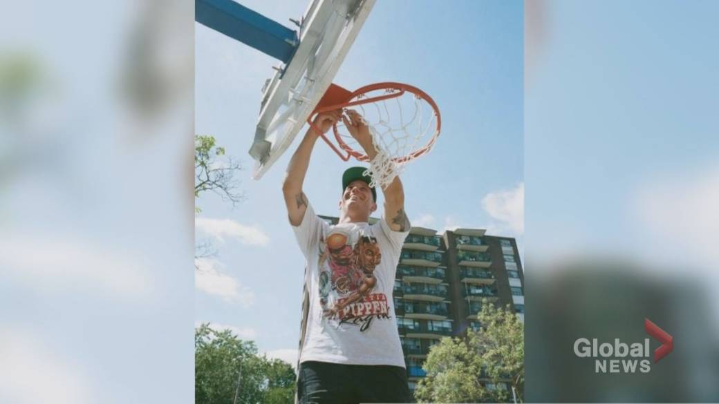 Click to play video: 'One-man team on a mission to re-entangle basketball nets'