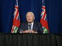 Ontario Prime Minister Doug Ford speaks during a press conference at Queen's Park in Toronto, Wednesday, Sept. 22, 2021.