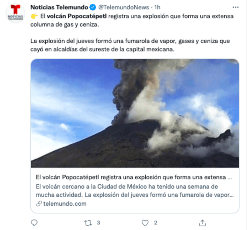 Popocatepetl volcano registers moderate explosion
