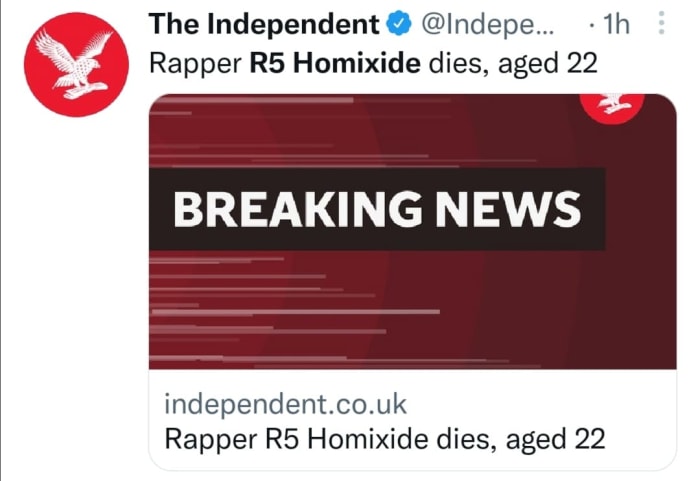 R5 Homixide dies