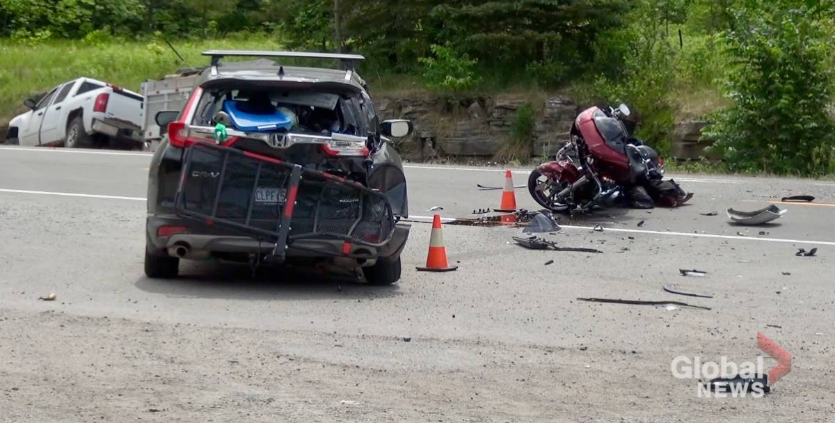 Click to play video: 'Motorcyclist Suffers Life-threatening Injuries on Hwy. 28 Accident North of Peterborough: OPP'