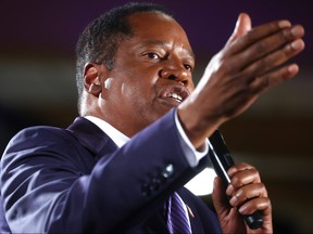 Gubernatorial recall candidate Larry Elder speaks to supporters at an election night event on September 14, 2021 in Costa Mesa, California.