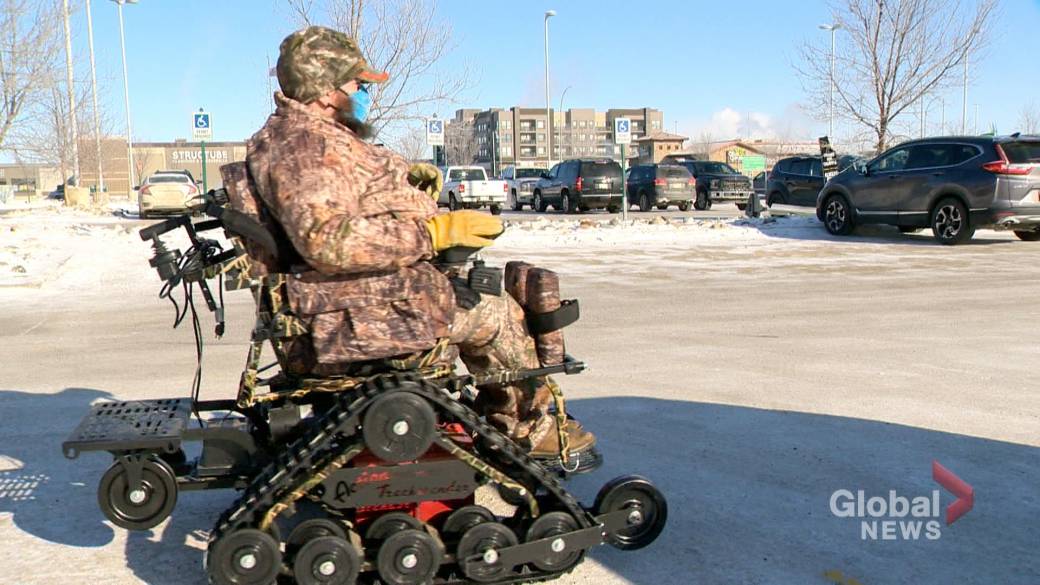 Click to play video: '' Choked me up '- Motorized wheelchair takes hunter into undergrowth for the first time'