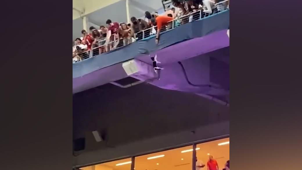 Click to play video: 'Cat Saved From Stadium Crash With Flag At Miami College Football Game'