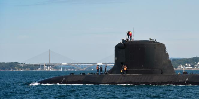 A Barracuda-class submarine, from the French Naval Group, off Brest, in June 2020.