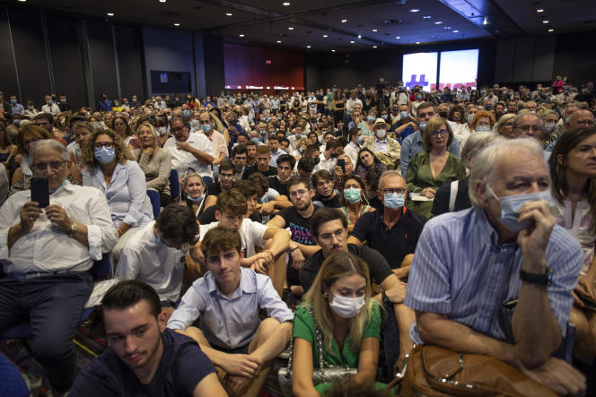 Some 1,200 supporters came to attend Eric Zemmour's meeting at the Palais des Congrès in Nice on September 18, 2021.