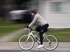 A cyclist heads out for a ride on Saturday September 25, 2021, during the Essex Region Conservation Bike Tour event in Kingsville.