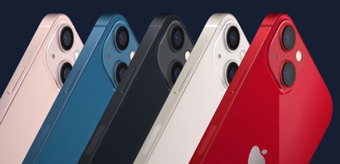 The new colors of the base model of the iPhone 13.