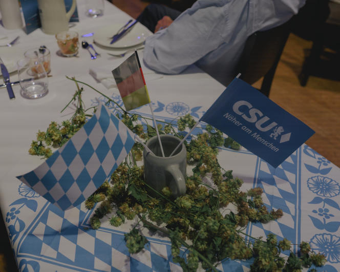 Table decoration at the last CDU-CSU campaign meeting in Munich, Germany on September 24, 2021.
