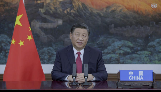 Screen capture of the video of Chinese President Xi Jinping shown in New York on September 21, 2021, during the United Nations General Assembly.