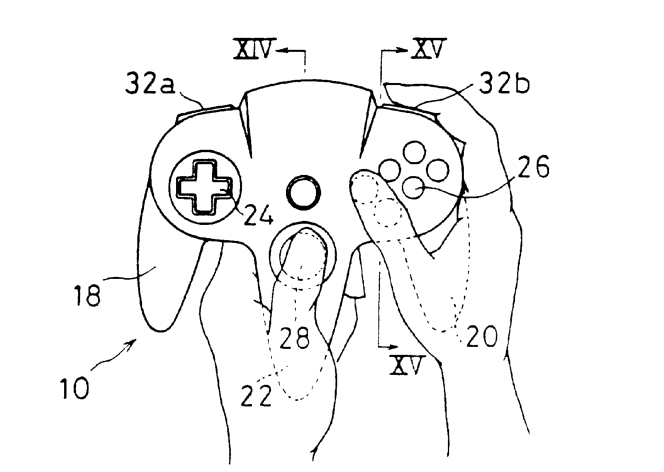 Many gamers have wondered what the best way to play with the Nintendo 64 controller is. This diagram is taken from a 1997 US patent for the Nintendo 64.