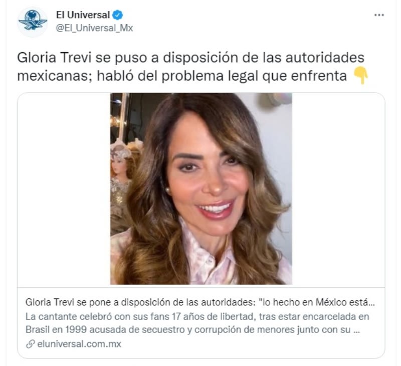 Gloria Trevi laundering money: Thanks and makes herself available to the authorities