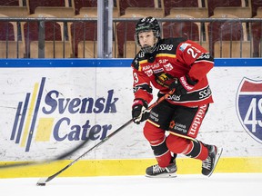 Vancouver could have two top 10 scorers in the WHL: winger Fabian Lysell, pictured, a Swede who was picked No. 21 overall by the Boston Bruins in last summer's NHL Draft, and center Justin Sourdif, a 2020 Florida Panthers third-round pick who just signed his entry-level contract with that team.