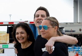 After almost three years in detention in China, Michael Kovrig, his wife Vina Nadjibulla (left) and his sister Ariana Botha (right) were delighted with the arrival of the former diplomat on a Canadian air force plane at Pearson International Airport in Toronto, Ontario, Canada.  on September 25, 2021.